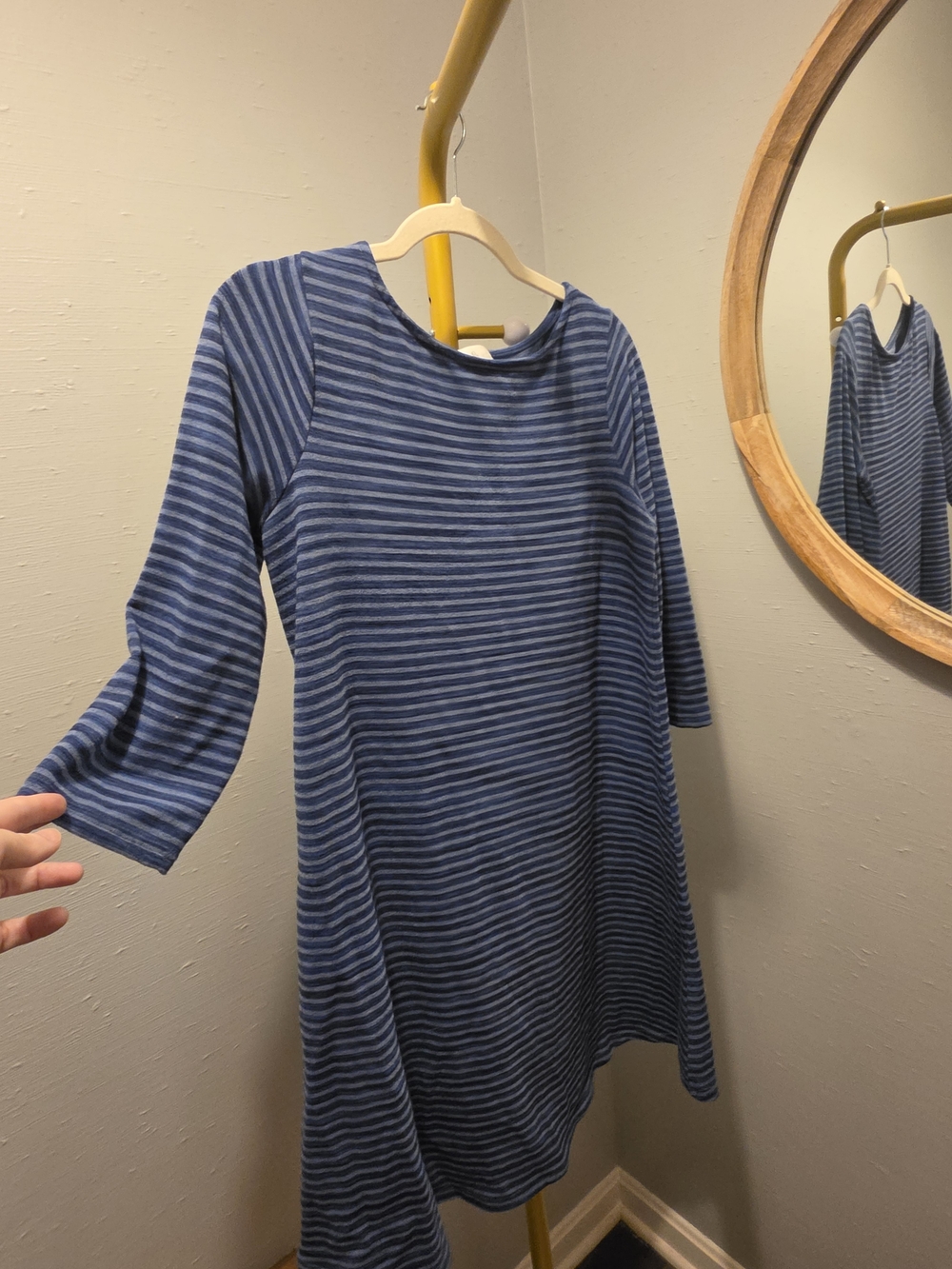 Thyme & Honey Blue Striped A-Line Dress - Size Medium